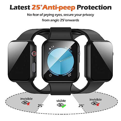 Misxi 2 Pack All-Around Protective Privacy PC HD Case for Apple Watch Series 6 SE Series 5 Series 4 44mm, Shockproof Ultra-Thin Cover with Anti-Spy Tempered Glass Screen Protector for iWatch, Black - 2