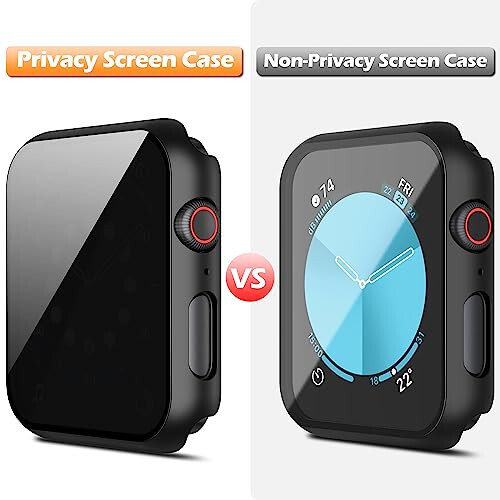 Misxi 2 Pack All-Around Protective Privacy PC HD Case for Apple Watch Series 6 SE Series 5 Series 4 44mm, Shockproof Ultra-Thin Cover with Anti-Spy Tempered Glass Screen Protector for iWatch, Black - 3