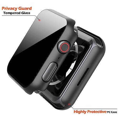 Misxi 2 Pack All-Around Protective Privacy PC HD Case for Apple Watch Series 6 SE Series 5 Series 4 44mm, Shockproof Ultra-Thin Cover with Anti-Spy Tempered Glass Screen Protector for iWatch, Black - 4