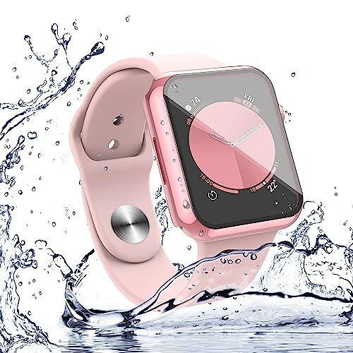 Misxi [2 Pack] for Apple Watch Series 6 SE Series 5 Series 4 44mm Waterproof Anti-Scratch Case with Button, Hard PC Cover with Tempered Glass Screen Protector for iWatch, 1 Rose Pink + 1 Transparent - 6