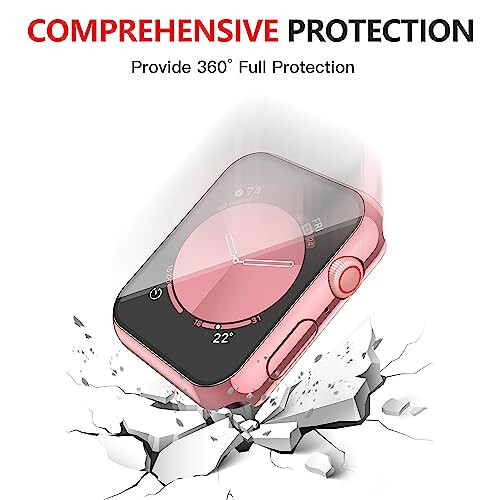 Misxi [2 Pack] for Apple Watch Series 6 SE Series 5 Series 4 44mm Waterproof Anti-Scratch Case with Button, Hard PC Cover with Tempered Glass Screen Protector for iWatch, 1 Rose Pink + 1 Transparent - 7