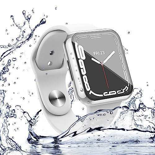 Misxi [2 Pack] Waterproof Anti-Scratch Case with Button for Apple Watch Series 6 SE Series 5 Series 4 44mm, Hard PC Cover with Tempered Glass Screen Protector for iWatch, 1 Silver + 1 Transparent - 6