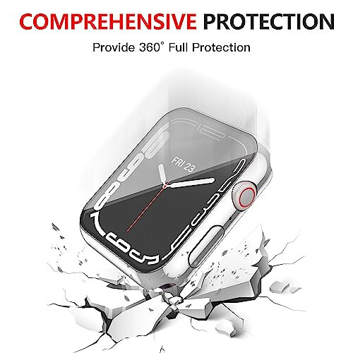 Misxi [2 Pack] Waterproof Anti-Scratch Case with Button for Apple Watch Series 6 SE Series 5 Series 4 44mm, Hard PC Cover with Tempered Glass Screen Protector for iWatch, 1 Silver + 1 Transparent - 7