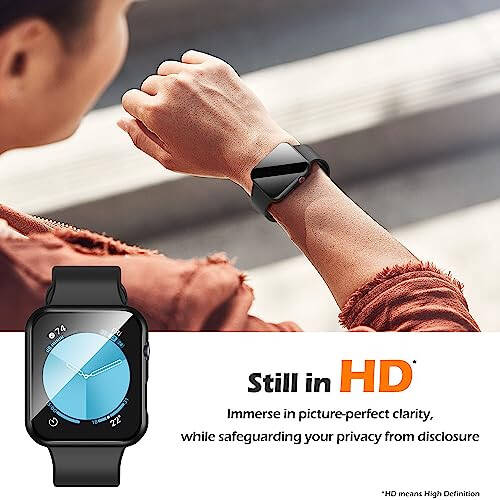 Misxi 2'li Koruyucu Gizlilik PC HD Apple Watch Serisi 6 SE Serisi 5 Serisi 4 44mm Kılıf, Darbeye Dayanıklı İnce Kılıf Anti-Casus Temperli Cam Ekran Koruyucu ile iWatch için, 1 Siyah + 1 Şeffaf - 7