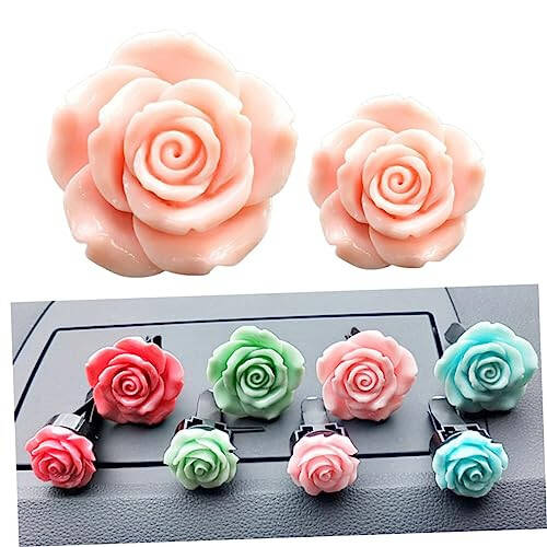 Mobestech 1 Pair Car Perfume Aromatherapy Clips Auto Air Vent Charms Rose Car Vent Clips Vent Perfume Ornament Clip on Air Freshener Rose Car Air Freshener Vent Clip Air Outlet - 3