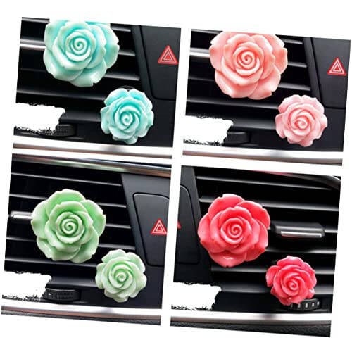 Mobestech 1 Pair Car Perfume Aromatherapy Clips Auto Air Vent Charms Rose Car Vent Clips Vent Perfume Ornament Clip on Air Freshener Rose Car Air Freshener Vent Clip Air Outlet - 6