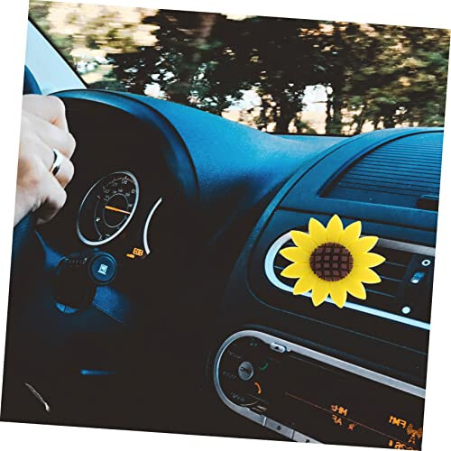 Mobestech 4pcs Sunflower Aromatherapy Clip Car Aromatherapy Ornament Car Aromatherapy Decoration Sunflower Car Vent Clip Car Diffuser Car Ornament Accessories Miss Rubber Air Conditioner - 3