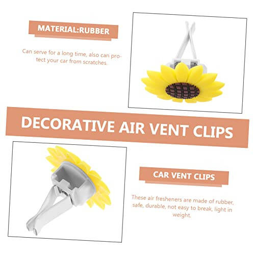 Mobestech 4pcs Sunflower Aromatherapy Clip Car Aromatherapy Ornament Car Aromatherapy Decoration Sunflower Car Vent Clip Car Diffuser Car Ornament Accessories Miss Rubber Air Conditioner - 5