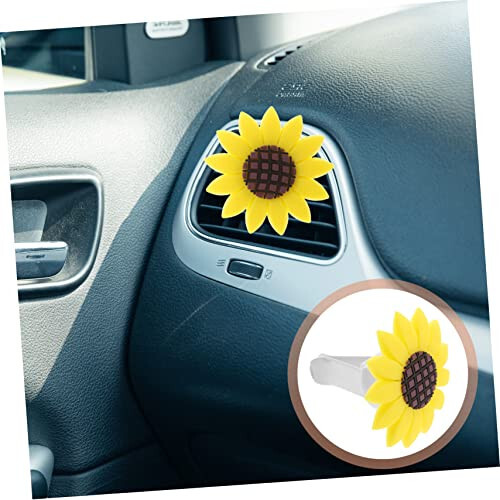 Mobestech 4pcs Sunflower Aromatherapy Clip Car Aromatherapy Ornament Car Aromatherapy Decoration Sunflower Car Vent Clip Car Diffuser Car Ornament Accessories Miss Rubber Air Conditioner - 6