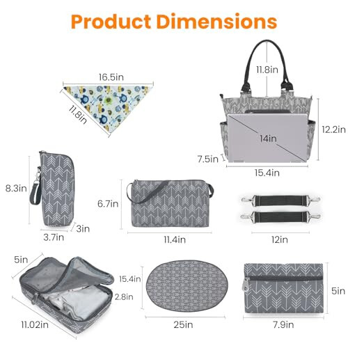 Moclever 8PCS набор сумок для подгузников, сумка для малыша Baby Essentials, многофункциональные сумки для смены подгузников с сумкой для бутылок, сетчатой сумкой - 4