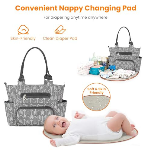 Moclever 8PCS набор сумок для подгузников, сумка для малыша Baby Essentials, многофункциональные сумки для смены подгузников с сумкой для бутылок, сетчатой сумкой - 6