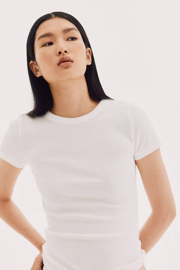 Modal blend, ribbed t-shirt. - 3