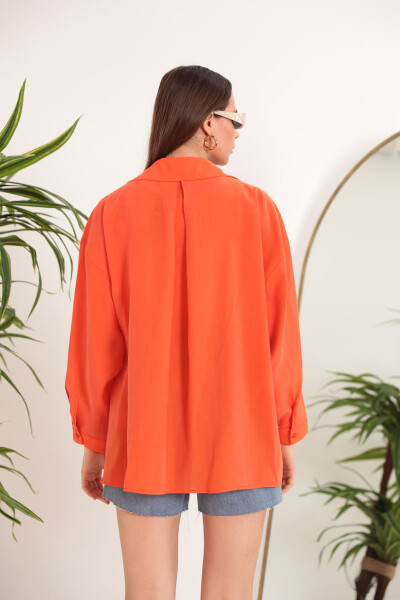 Modal Fabric Oversized Women's Shirt - Orange - 5