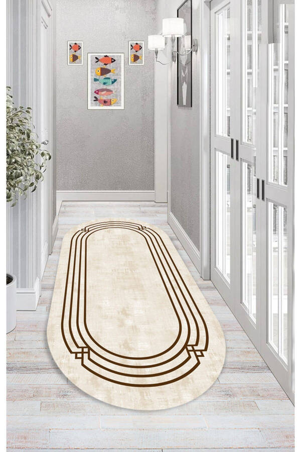 Modern Eco Dot Non-Slip Washable Antibacterial Digital Print Oval Rug - 1