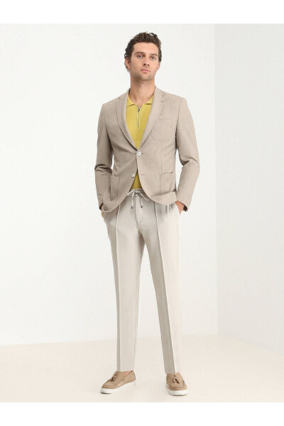 Modern Fit Blazer with Herringbone Pattern - 10