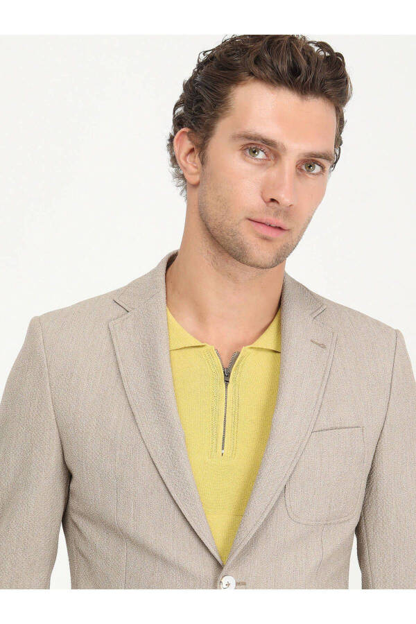 Modern Fit Blazer with Herringbone Pattern - 4