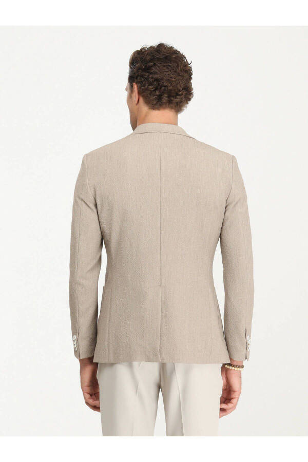 Modern Fit Blazer with Herringbone Pattern - 7