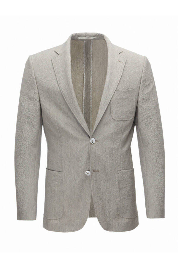 Modern Fit Blazer with Herringbone Pattern - 8