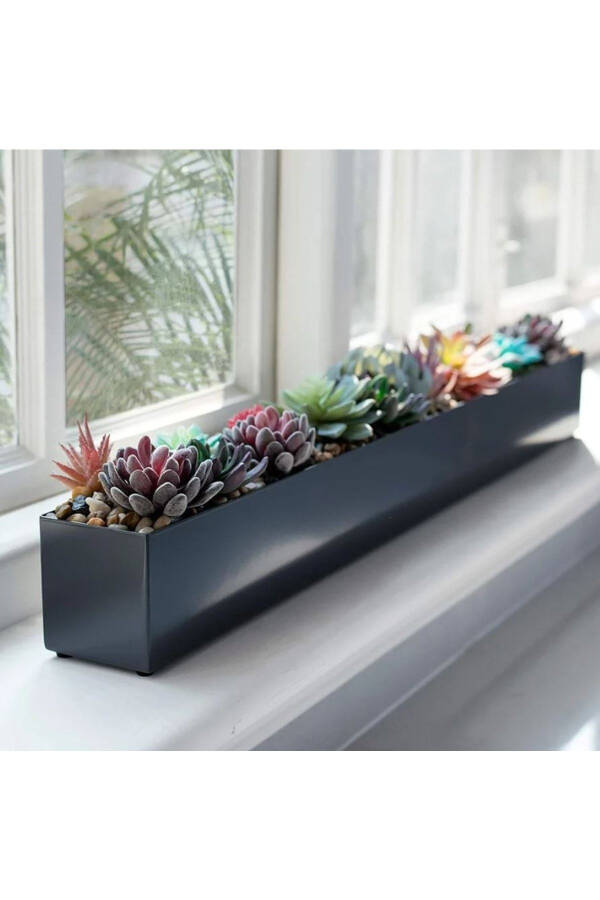 Modern Metal Planter - Rectangular Planter - Windowsill Planter - Trough Planter - Long Planter 80cm - 1