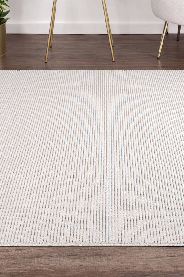 Modern Woven Rug with White Fringe for Living Room, Bedroom, Hallway, White Runner Rug - 12