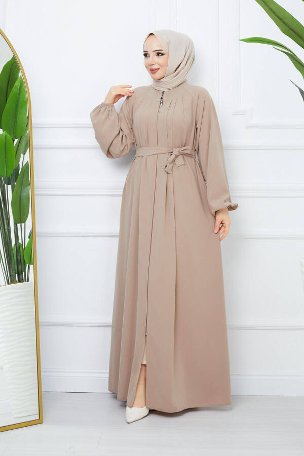 Modest Clothing Medina Silk Robed Pleated Islamic Loose Fit Ferace Dress - 4