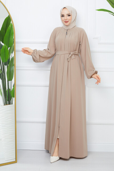 Modest Clothing Medina Silk Robed Pleated Islamic Loose Fit Ferace Dress - 10