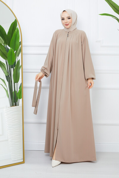 Modest Clothing Medina Silk Robed Pleated Islamic Loose Fit Ferace Dress - 14