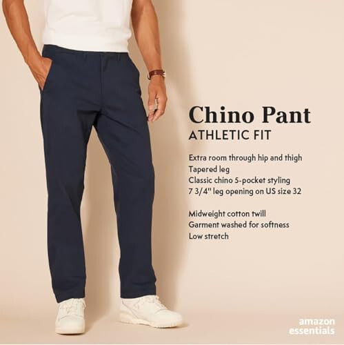 Модные Essentials Мужские спортивные брюки Chino из стрейч-ткани (доступны в больших и высоких размерах) - 2