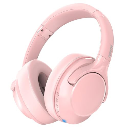 Mokata Bluetooth Headphones Over Ear 68H Playtime 6 EQ Wireless Headset with Microphone HiFi Stereo Foldable Lightweight Deep Bass for Travel Home Office Cellphone Pink - 1