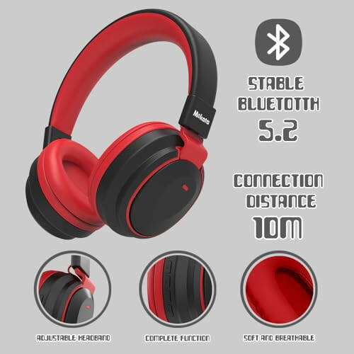 Mokata Kids Headphones Bluetooth 5.3 Wireless 60H Play Time Volume Limited 85/110dB Over Ear Foldable Headset with Cable Aux Mic for iPad Notebook Boy Girl Travel School Tablet Black - 7