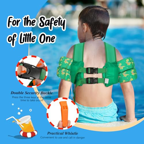 MoKo Toddler Swim Vest for Kids, Swim Arm Floaties 13-70lbs Cartoon Swimming Water Wings Pool Float Vests Sleeves Shoulder Straps Arm Band for Children Learn to Swim - 3