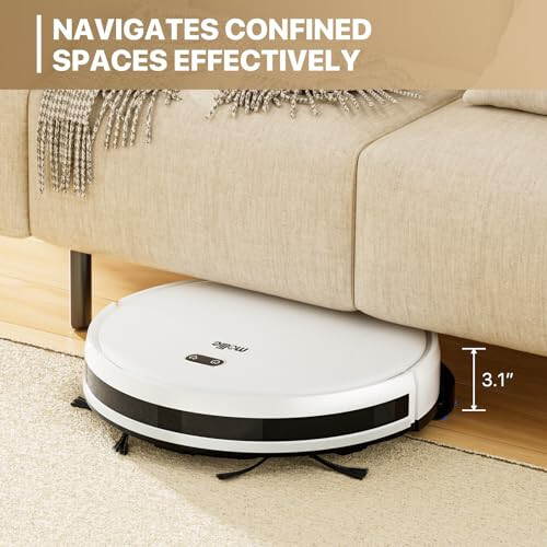 mollie Robot Vacuum and Mop with Wi-Fi/App, Automatic Self-Charging Robotic Vacuum Cleaner, 2800Pa Suction, Slim, Good for Hard Floors Carpets, White - 2