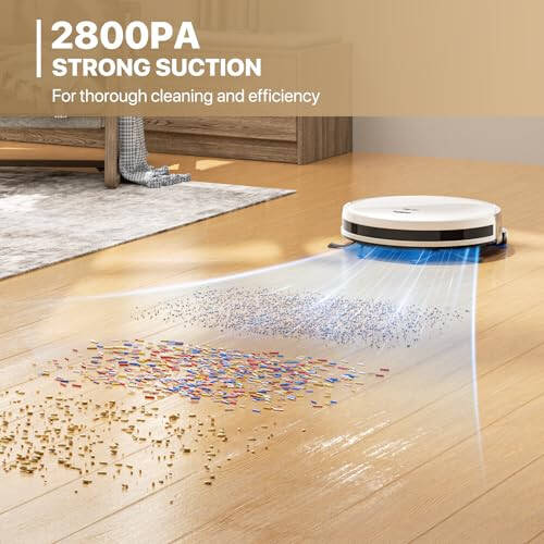 mollie Robot Vacuum and Mop with Wi-Fi/App, Automatic Self-Charging Robotic Vacuum Cleaner, 2800Pa Suction, Slim, Good for Hard Floors Carpets, White - 4