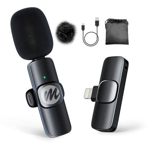 Moman Wireless Lavalier Microphone for iPhone, Clip on Microphone for Video Recording Interview Podcast Vlog YouTube - 1