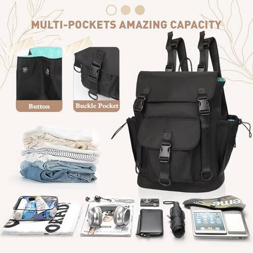 MOMINSIDE Small Diaper Bag Backpack, Mini Diaper Bag with 9 Pockets 3 Buckles, Travel Baby Diaper Bag for Girls Boys, 2 Insulated Pockets, Stroller Straps, Baby Registry (Black) - 7