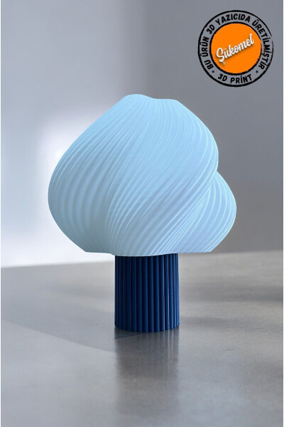 Mona Abajur Gece Lambası Kobalt Mavisi Gövde Lamp Shade (LED Ampul Hediyeli) - 1