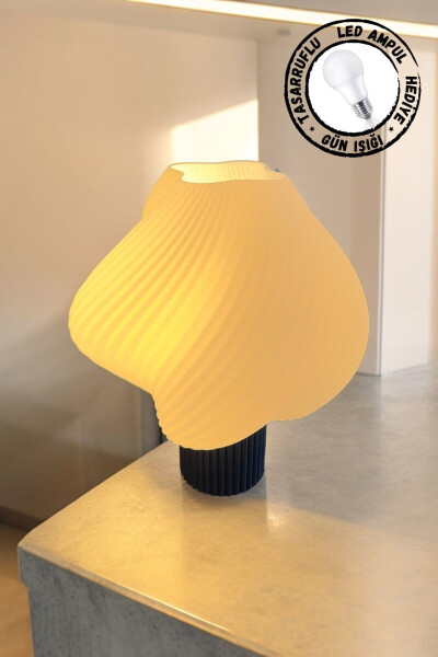 Mona Abajur Gece Lambası Kobalt Mavisi Gövde Lamp Shade (LED Ampul Hediyeli) - 5