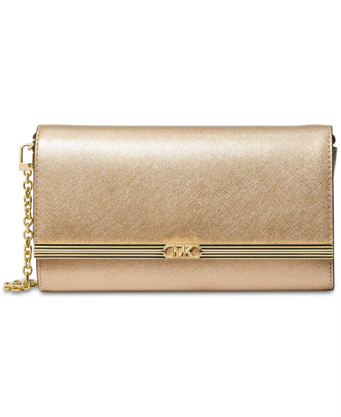 Mona East West Large Leather Clutch Pale Gold - 5