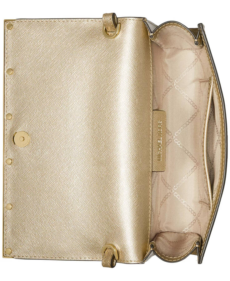 Mona East West Large Leather Clutch Pale Gold - 8