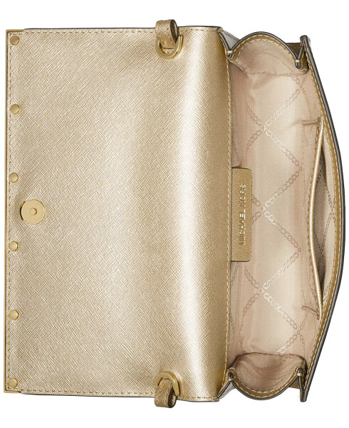 Mona East West Large Leather Clutch Pale Gold - 4