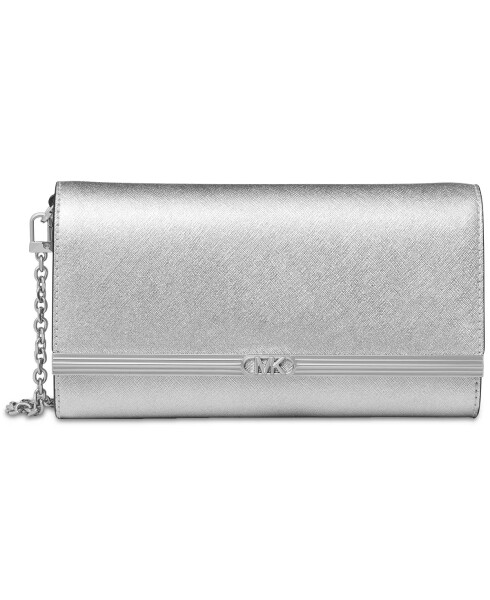 Mona East West Large Leather Clutch Silver - 5