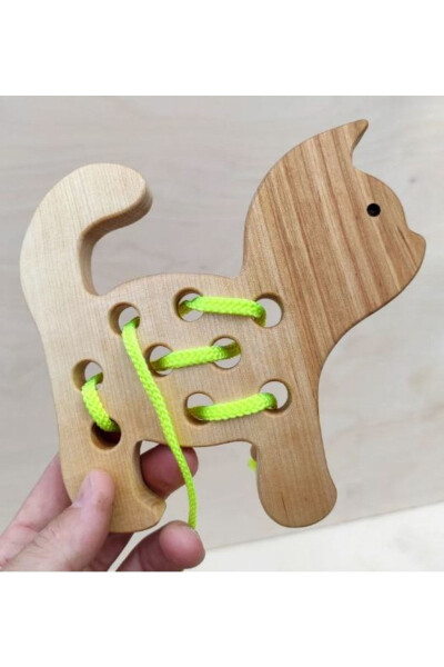 Montessori Educational Wooden Toy - Dog Stringing - 14