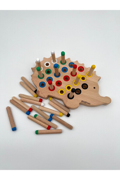 Montessori Educational Wooden Toy – Stacking Colorful Wooden Hedgehog Toy - 8