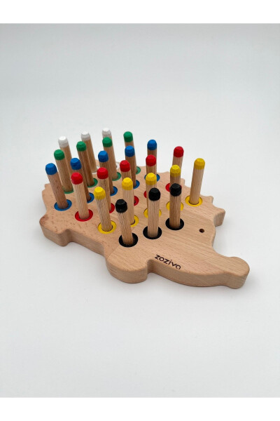 Montessori Educational Wooden Toy – Stacking Colorful Wooden Hedgehog Toy - 9