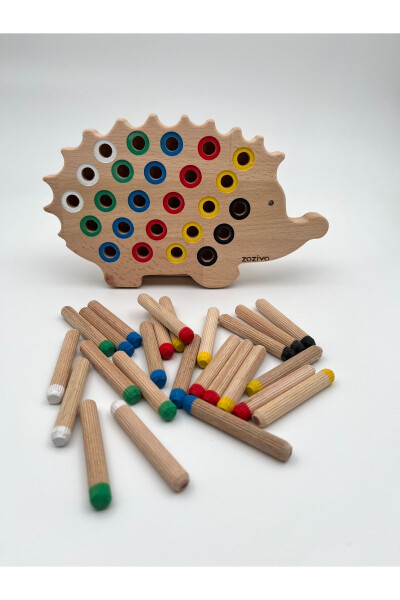 Montessori Educational Wooden Toy – Stacking Colorful Wooden Hedgehog Toy - 11