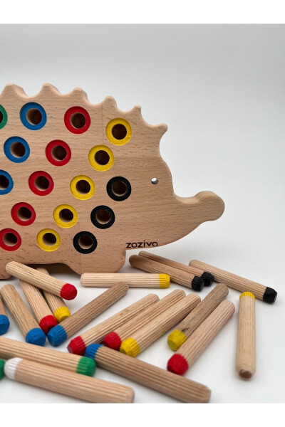 Montessori Educational Wooden Toy – Stacking Colorful Wooden Hedgehog Toy - 12