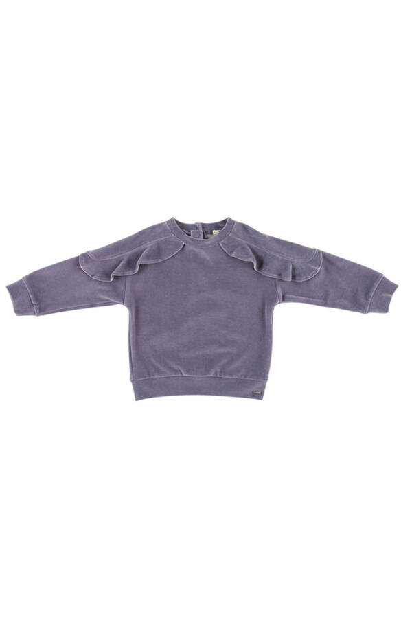 Mor fırfırlı kız bebek sweatshirt - 2