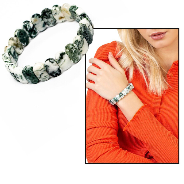 Moss Agate Natural Stone Rolex Women's Bracelet - 5