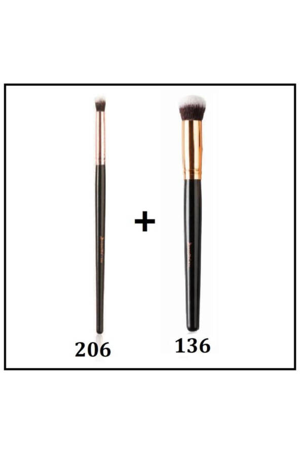 Most Favorite 2-piece Face-Eye Brush Set Oval Shaped Concealer Brush 136- Pointed Shaped Eyeshadow Brush - 1