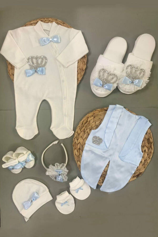 Mother and Baby Postpartum Set with Jumpsuit, Jacket and Stone Embroidered for Birth Ceremony - 3